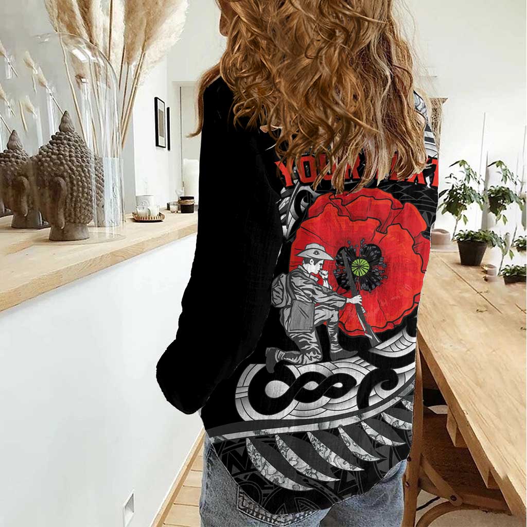 ANZAC Day Aotearoa Silver Fern Maori Personalised Women Casual Shirt