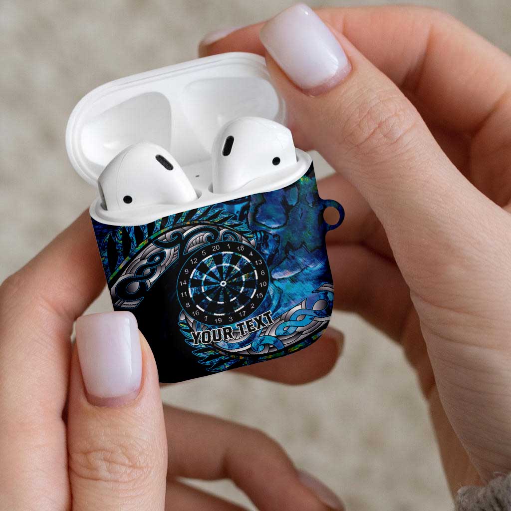 New Zealand Darts Personalised AirPods Case Aotearoa Silver Fern Blue Papua Shell Spirit - Polynesian Pride