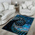 New Zealand Darts Personalised Area Rug Aotearoa Silver Fern Blue Papua Shell Spirit