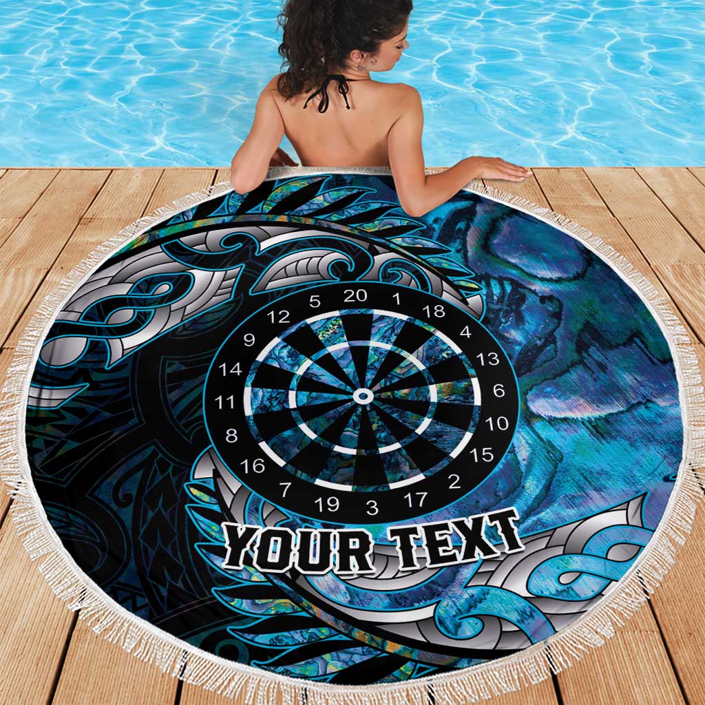 New Zealand Darts Personalised Beach Blanket Aotearoa Silver Fern Blue Papua Shell Spirit LT9 - Polynesian Pride
