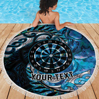 New Zealand Darts Personalised Beach Blanket Aotearoa Silver Fern Blue Papua Shell Spirit LT9 - Polynesian Pride