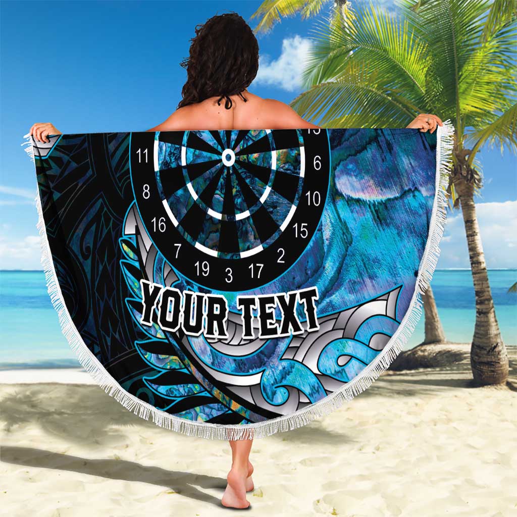 New Zealand Darts Personalised Beach Blanket Aotearoa Silver Fern Blue Papua Shell Spirit LT9 - Polynesian Pride