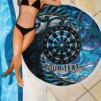 New Zealand Darts Personalised Beach Blanket Aotearoa Silver Fern Blue Papua Shell Spirit LT9 - Polynesian Pride