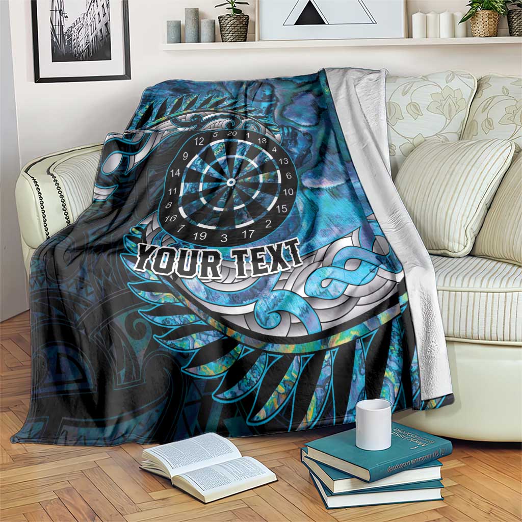 New Zealand Darts Personalised Blanket Aotearoa Silver Fern Blue Papua Shell Spirit LT9 Blue - Polynesian Pride