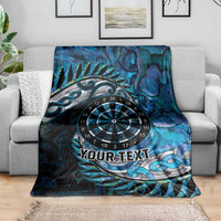 New Zealand Darts Personalised Blanket Aotearoa Silver Fern Blue Papua Shell Spirit LT9 - Polynesian Pride