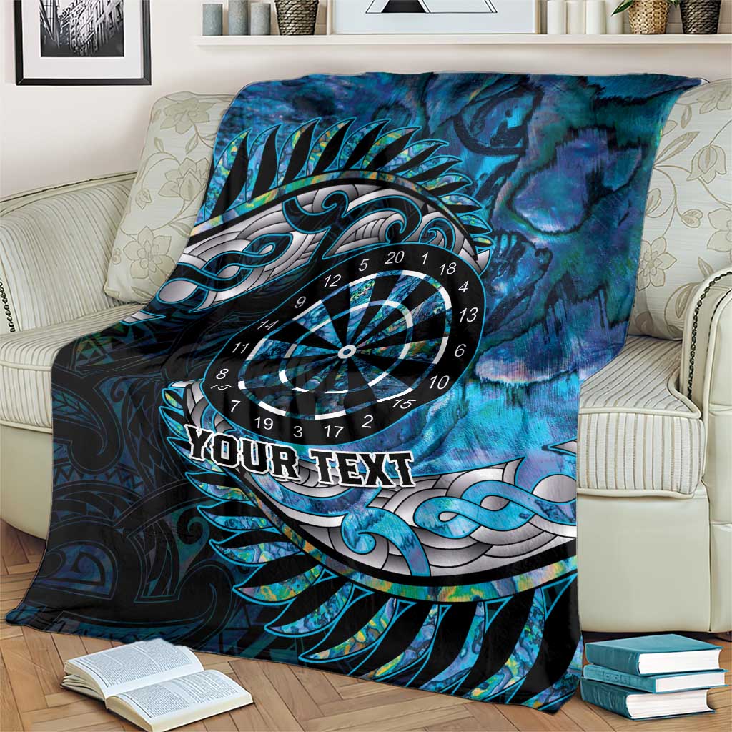 New Zealand Darts Personalised Blanket Aotearoa Silver Fern Blue Papua Shell Spirit LT9 - Polynesian Pride