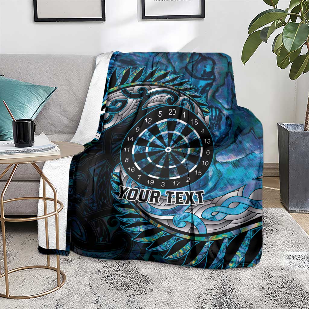 New Zealand Darts Personalised Blanket Aotearoa Silver Fern Blue Papua Shell Spirit LT9 - Polynesian Pride