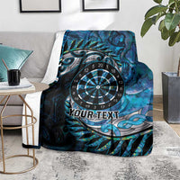 New Zealand Darts Personalised Blanket Aotearoa Silver Fern Blue Papua Shell Spirit LT9 - Polynesian Pride