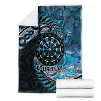 New Zealand Darts Personalised Blanket Aotearoa Silver Fern Blue Papua Shell Spirit LT9 - Polynesian Pride
