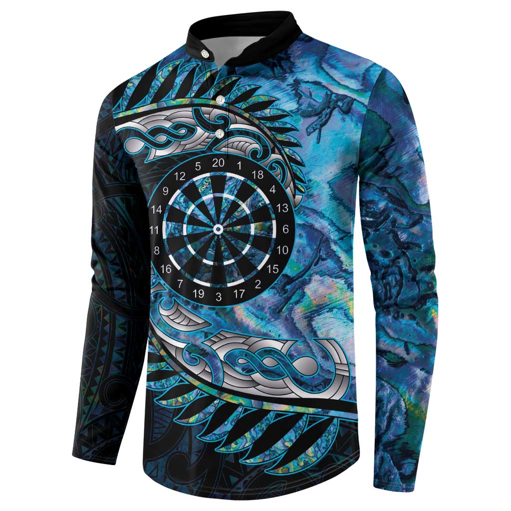 New Zealand Darts Personalised Button Sweatshirt Aotearoa Silver Fern Blue Papua Shell Spirit LT9 - Polynesian Pride