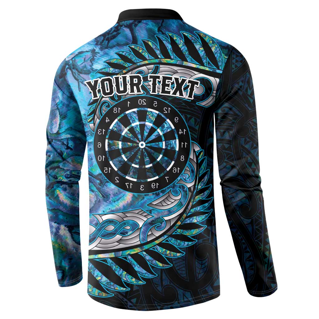 New Zealand Darts Personalised Button Sweatshirt Aotearoa Silver Fern Blue Papua Shell Spirit LT9 - Polynesian Pride