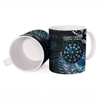 New Zealand Darts Personalised Ceramic Mug Aotearoa Silver Fern Blue Papua Shell Spirit - Polynesian Pride