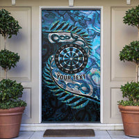 New Zealand Darts Personalised Door Cover Aotearoa Silver Fern Blue Papua Shell Spirit - Polynesian Pride