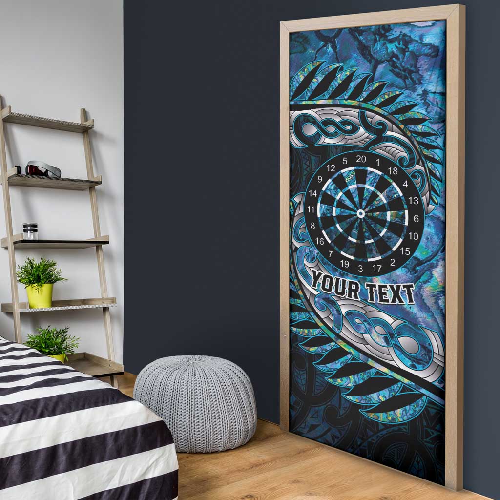 New Zealand Darts Personalised Door Cover Aotearoa Silver Fern Blue Papua Shell Spirit - Polynesian Pride
