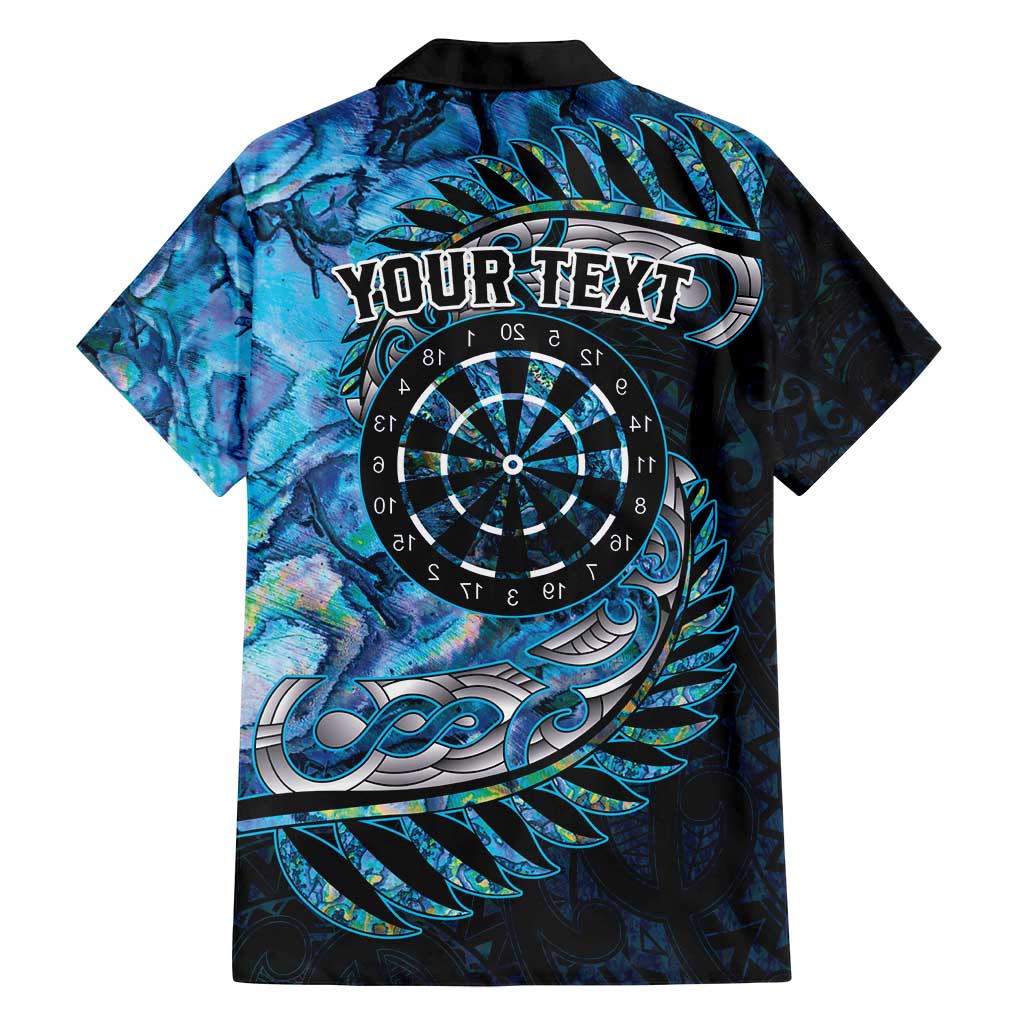 New Zealand Darts Personalised Family Matching Long Sleeve Bodycon Dress and Hawaiian Shirt Aotearoa Silver Fern Blue Papua Shell Spirit