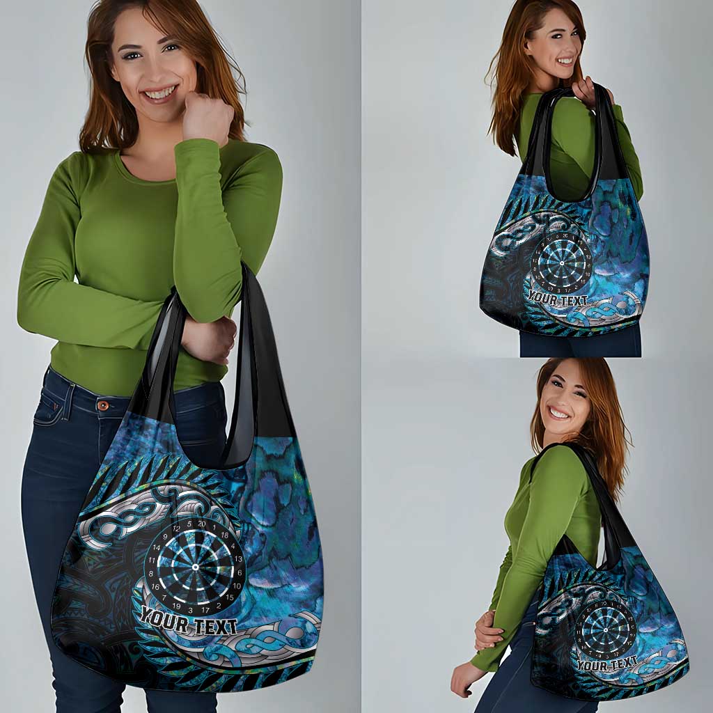 New Zealand Darts Personalised Grocery Bag Aotearoa Silver Fern Blue Papua Shell Spirit