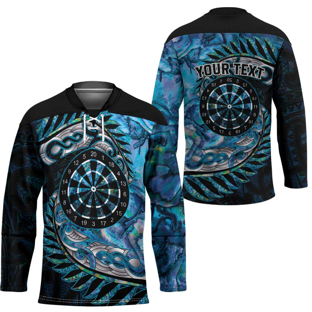 New Zealand Darts Personalised Hockey Jersey Aotearoa Silver Fern Blue Papua Shell Spirit - Polynesian Pride