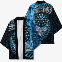 New Zealand Darts Personalised Kimono Aotearoa Silver Fern Blue Papua Shell Spirit - Polynesian Pride