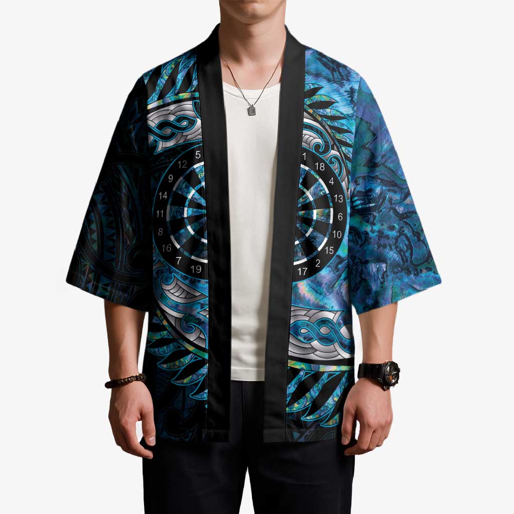 New Zealand Darts Personalised Kimono Aotearoa Silver Fern Blue Papua Shell Spirit - Polynesian Pride