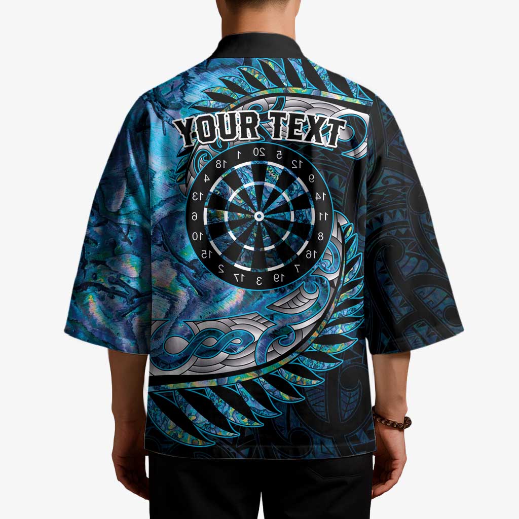 New Zealand Darts Personalised Kimono Aotearoa Silver Fern Blue Papua Shell Spirit - Polynesian Pride