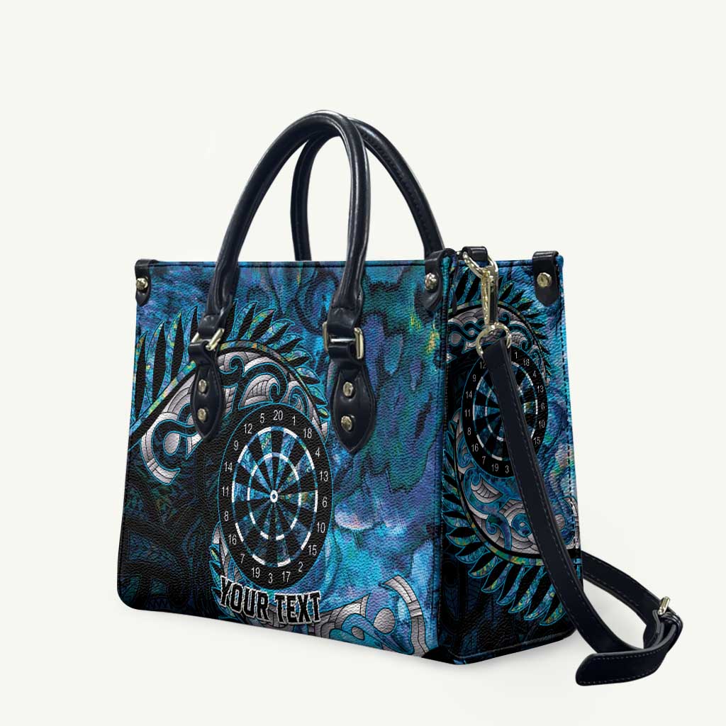 New Zealand Darts Personalised Leather Bag Aotearoa Silver Fern Blue Papua Shell Spirit - Polynesian Pride