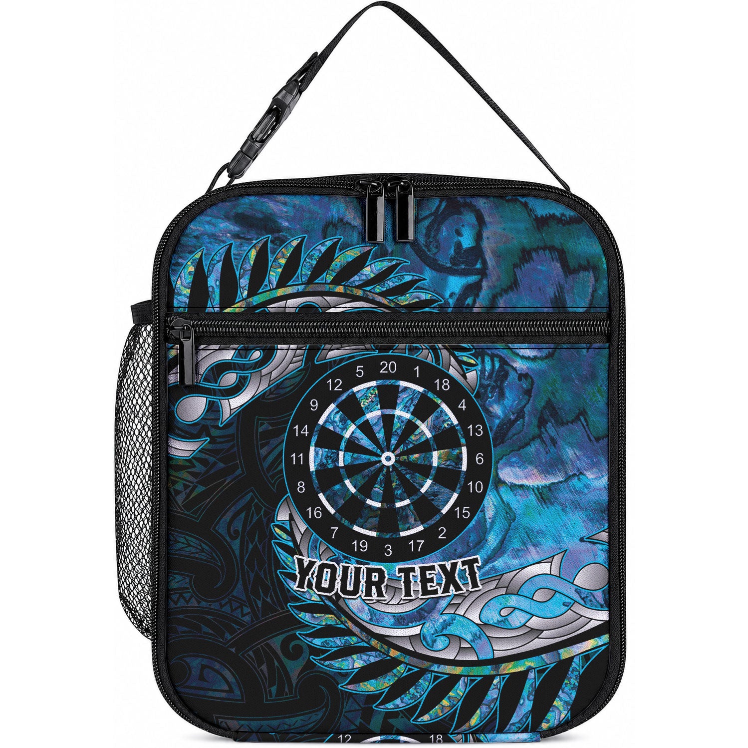 New Zealand Darts Personalised Lunch Bag Aotearoa Silver Fern Blue Papua Shell Spirit LT9 10.2 × 8.3 × 4.3 inch Blue - Polynesian Pride
