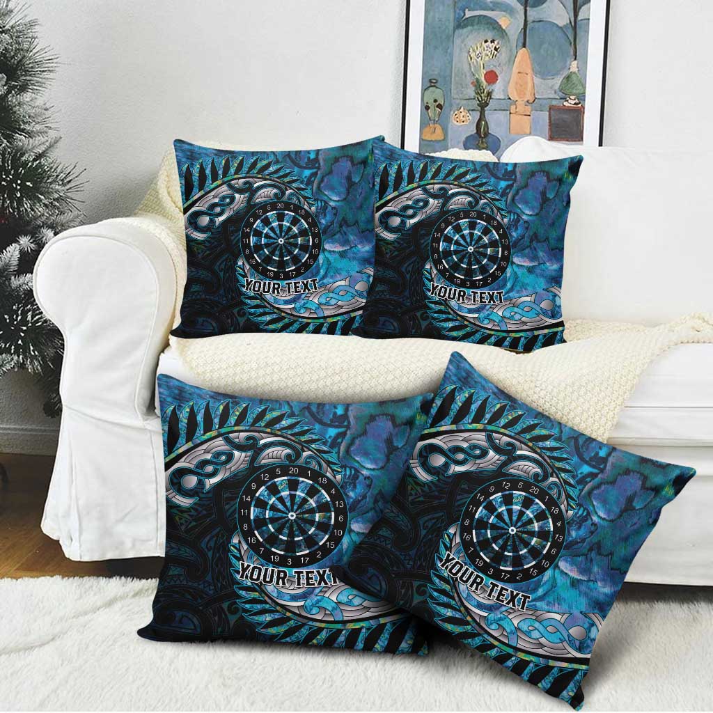 New Zealand Darts Personalised Pillow Cover Aotearoa Silver Fern Blue Papua Shell Spirit - Polynesian Pride