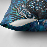 New Zealand Darts Personalised Pillow Cover Aotearoa Silver Fern Blue Papua Shell Spirit - Polynesian Pride