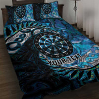 New Zealand Darts Personalised Quilt Bed Set Aotearoa Silver Fern Blue Papua Shell Spirit