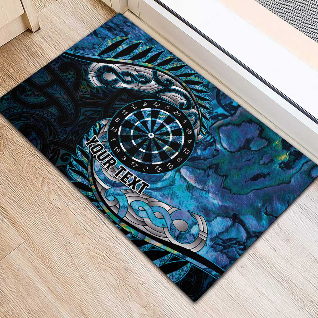 New Zealand Darts Personalised Rubber Doormat Aotearoa Silver Fern Blue Papua Shell Spirit LT9 - Polynesian Pride