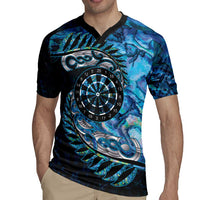 New Zealand Darts Personalised Rugby Jersey Aotearoa Silver Fern Blue Papua Shell Spirit