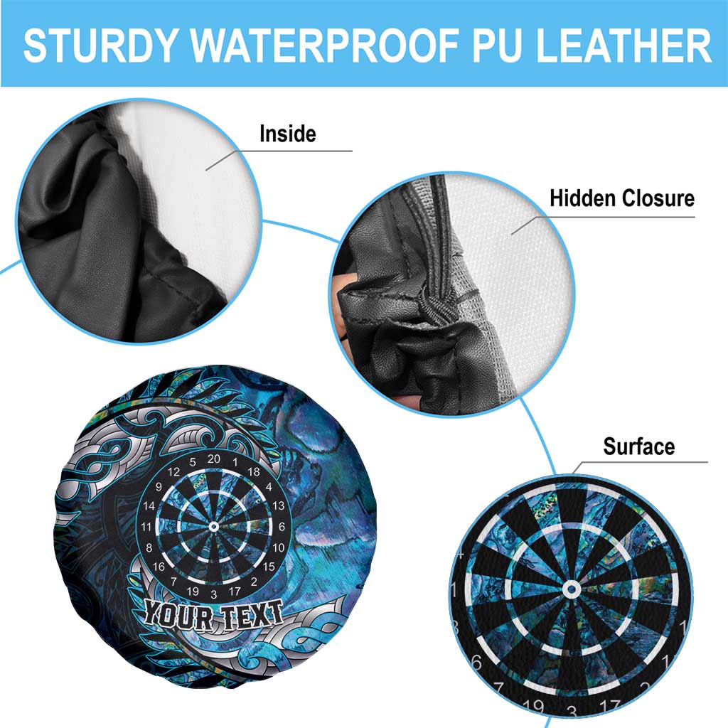 New Zealand Darts Personalised Spare Tire Cover Aotearoa Silver Fern Blue Papua Shell Spirit