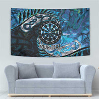 New Zealand Darts Personalised Tapestry Aotearoa Silver Fern Blue Papua Shell Spirit