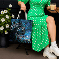 New Zealand Darts Personalised Tote Bag Aotearoa Silver Fern Blue Papua Shell Spirit - Polynesian Pride