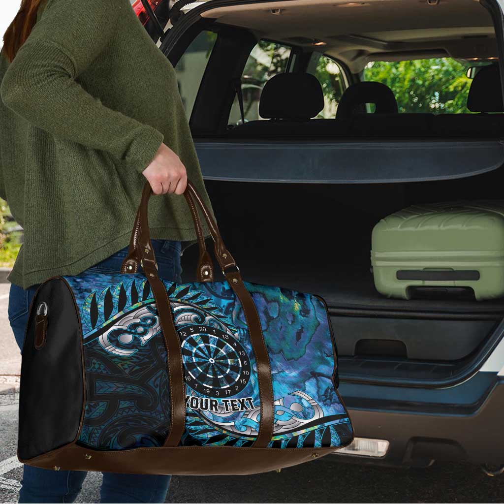 New Zealand Darts Personalised Travel Bag Aotearoa Silver Fern Blue Papua Shell Spirit - Polynesian Pride