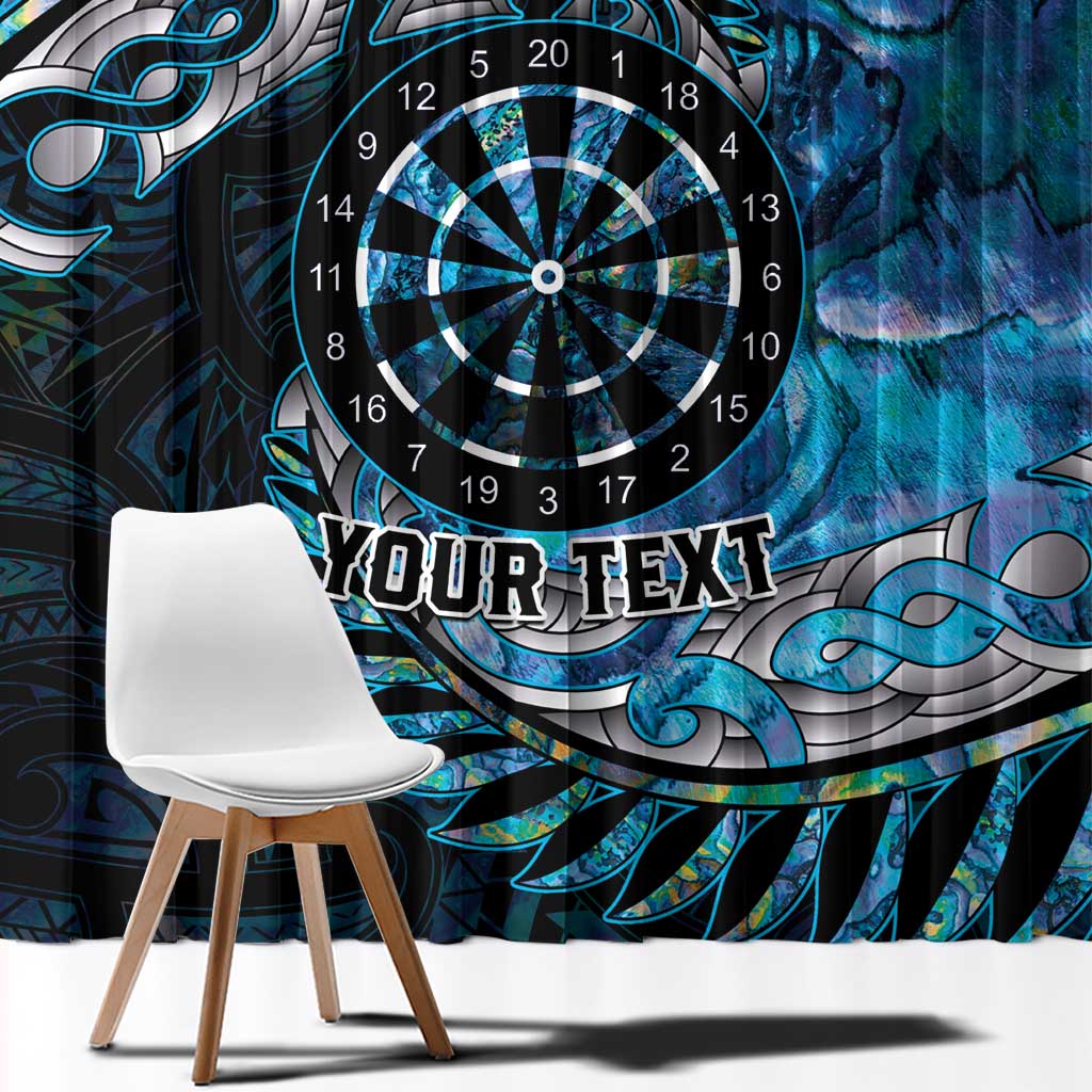 New Zealand Darts Personalised Window Curtain Aotearoa Silver Fern Blue Papua Shell Spirit LT9 - Polynesian Pride