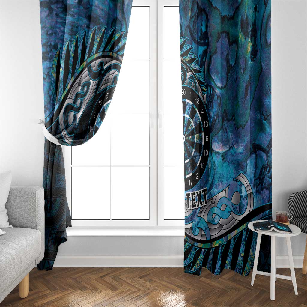 New Zealand Darts Personalised Window Curtain Aotearoa Silver Fern Blue Papua Shell Spirit LT9 - Polynesian Pride