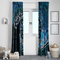 New Zealand Darts Personalised Window Curtain Aotearoa Silver Fern Blue Papua Shell Spirit LT9 - Polynesian Pride