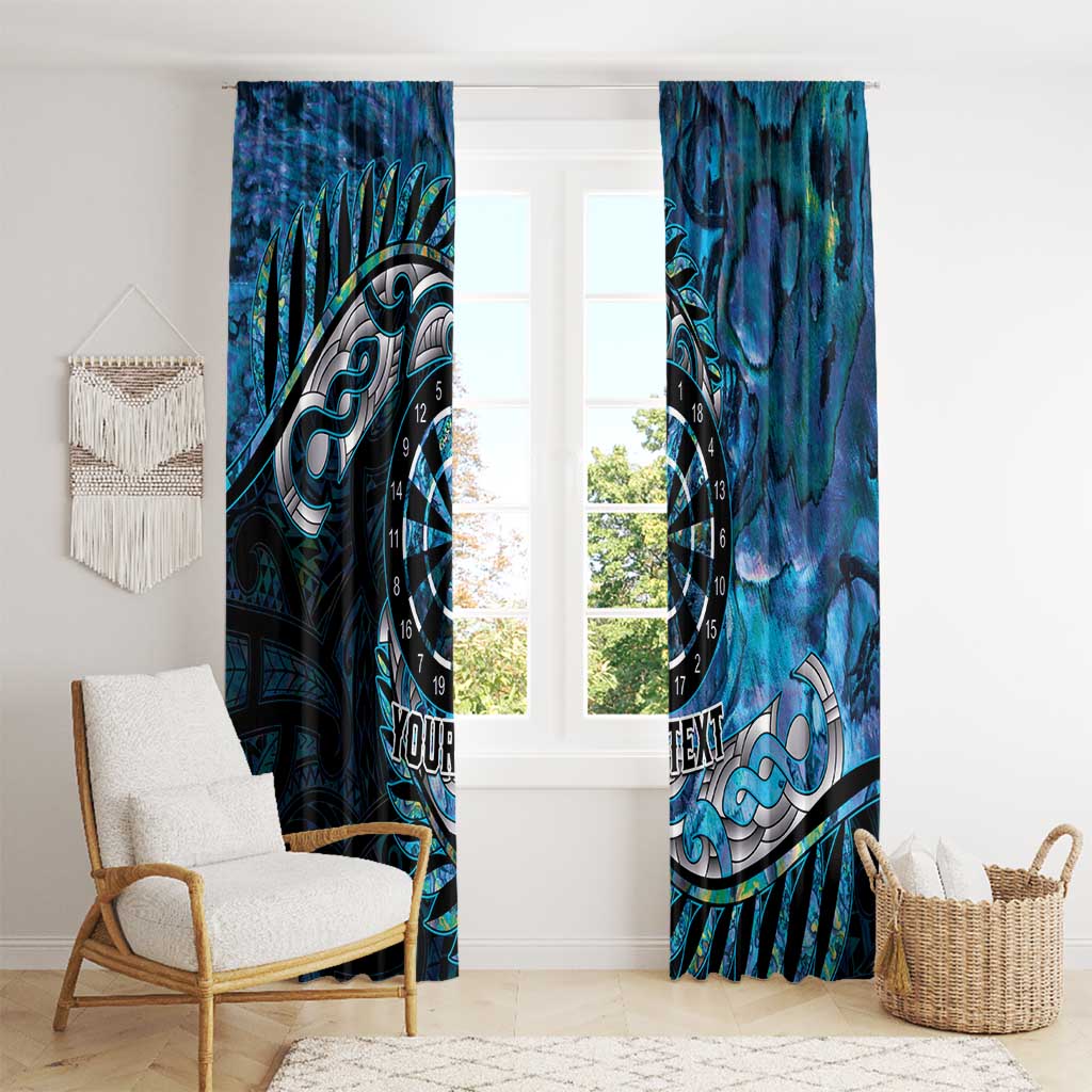 New Zealand Darts Personalised Window Curtain Aotearoa Silver Fern Blue Papua Shell Spirit LT9 - Polynesian Pride
