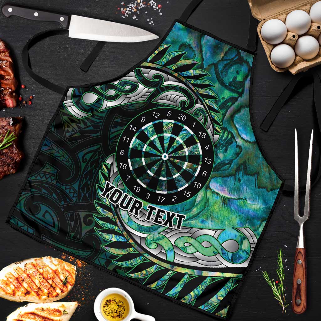 New Zealand Darts Personalised Apron Aotearoa Silver Fern Green Papua Shell Spirit - Polynesian Pride