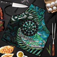 New Zealand Darts Personalised Apron Aotearoa Silver Fern Green Papua Shell Spirit - Polynesian Pride