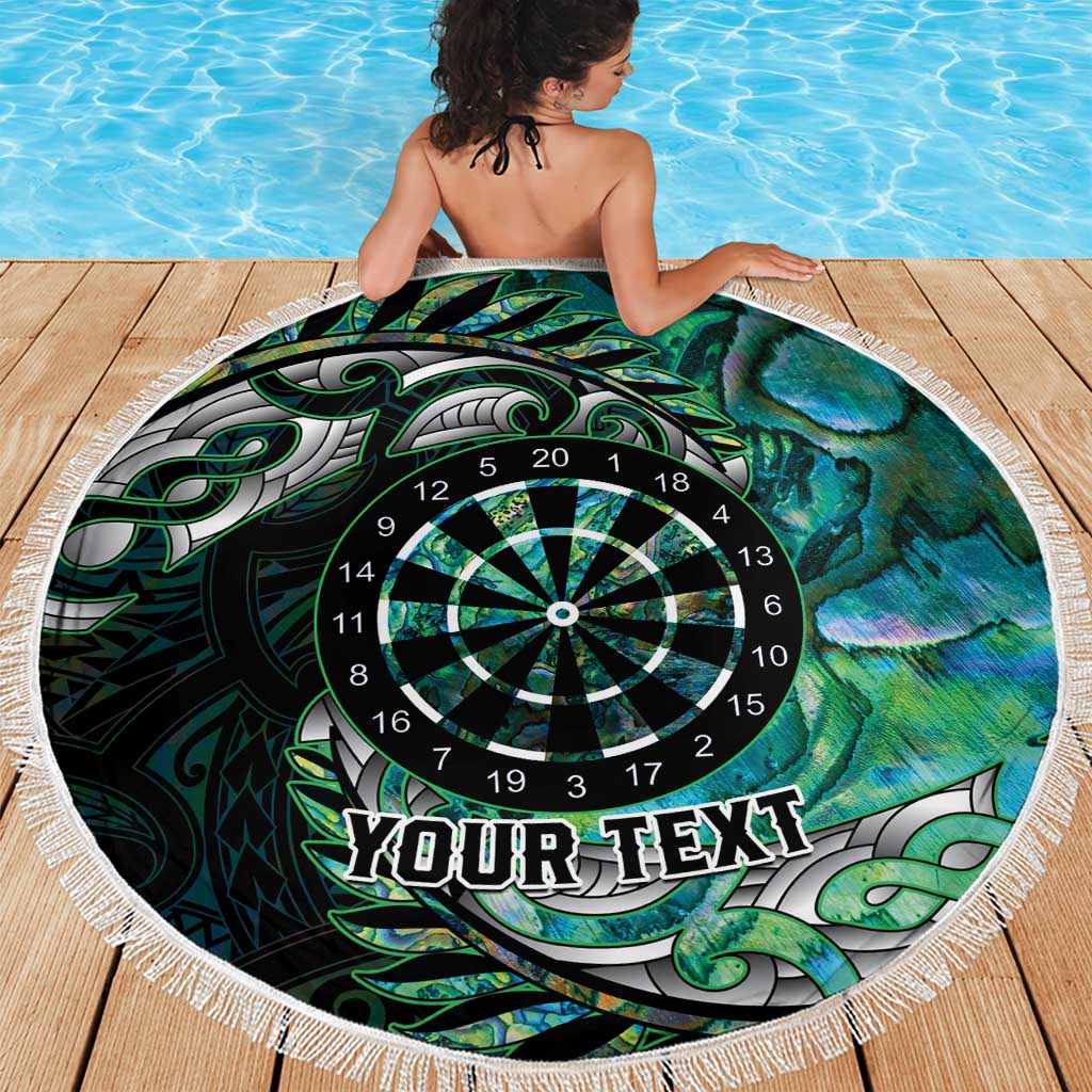 New Zealand Darts Personalised Beach Blanket Aotearoa Silver Fern Green Papua Shell Spirit LT9 - Polynesian Pride