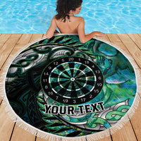 New Zealand Darts Personalised Beach Blanket Aotearoa Silver Fern Green Papua Shell Spirit LT9 - Polynesian Pride