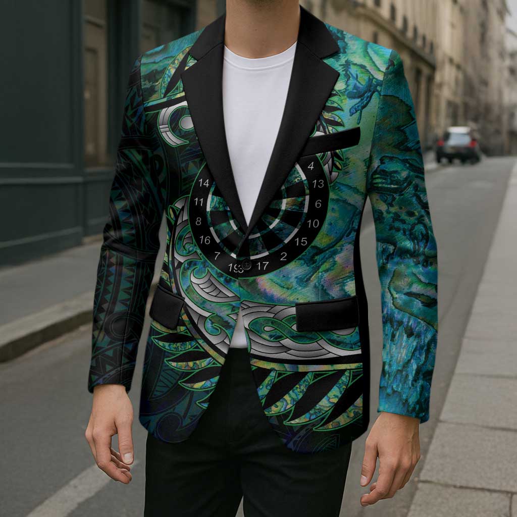 New Zealand Darts Personalised Blazer Aotearoa Silver Fern Green Papua Shell Spirit - Polynesian Pride