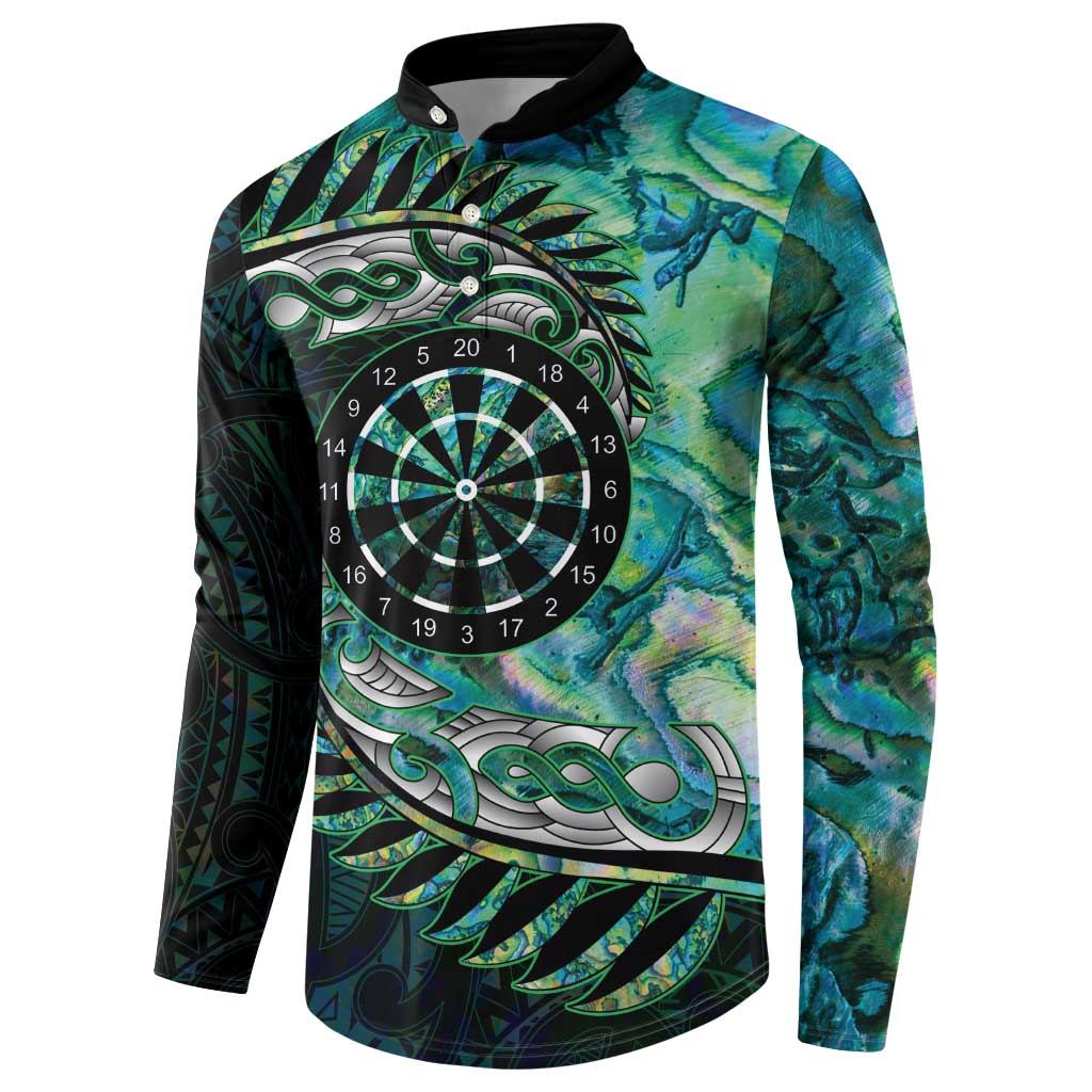 New Zealand Darts Personalised Button Sweatshirt Aotearoa Silver Fern Green Papua Shell Spirit LT9 - Polynesian Pride