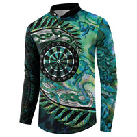 New Zealand Darts Personalised Button Sweatshirt Aotearoa Silver Fern Green Papua Shell Spirit LT9 - Polynesian Pride