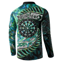 New Zealand Darts Personalised Button Sweatshirt Aotearoa Silver Fern Green Papua Shell Spirit LT9 - Polynesian Pride