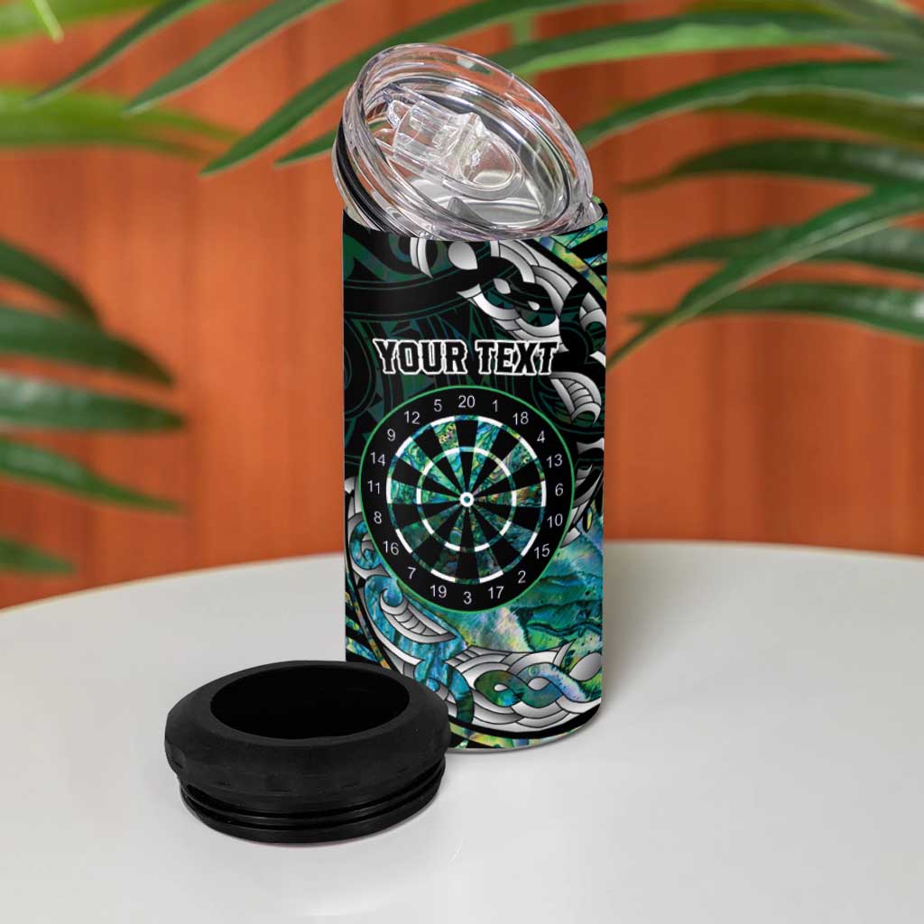 New Zealand Darts Personalised 4 in 1 Can Cooler Tumbler Aotearoa Silver Fern Green Papua Shell Spirit