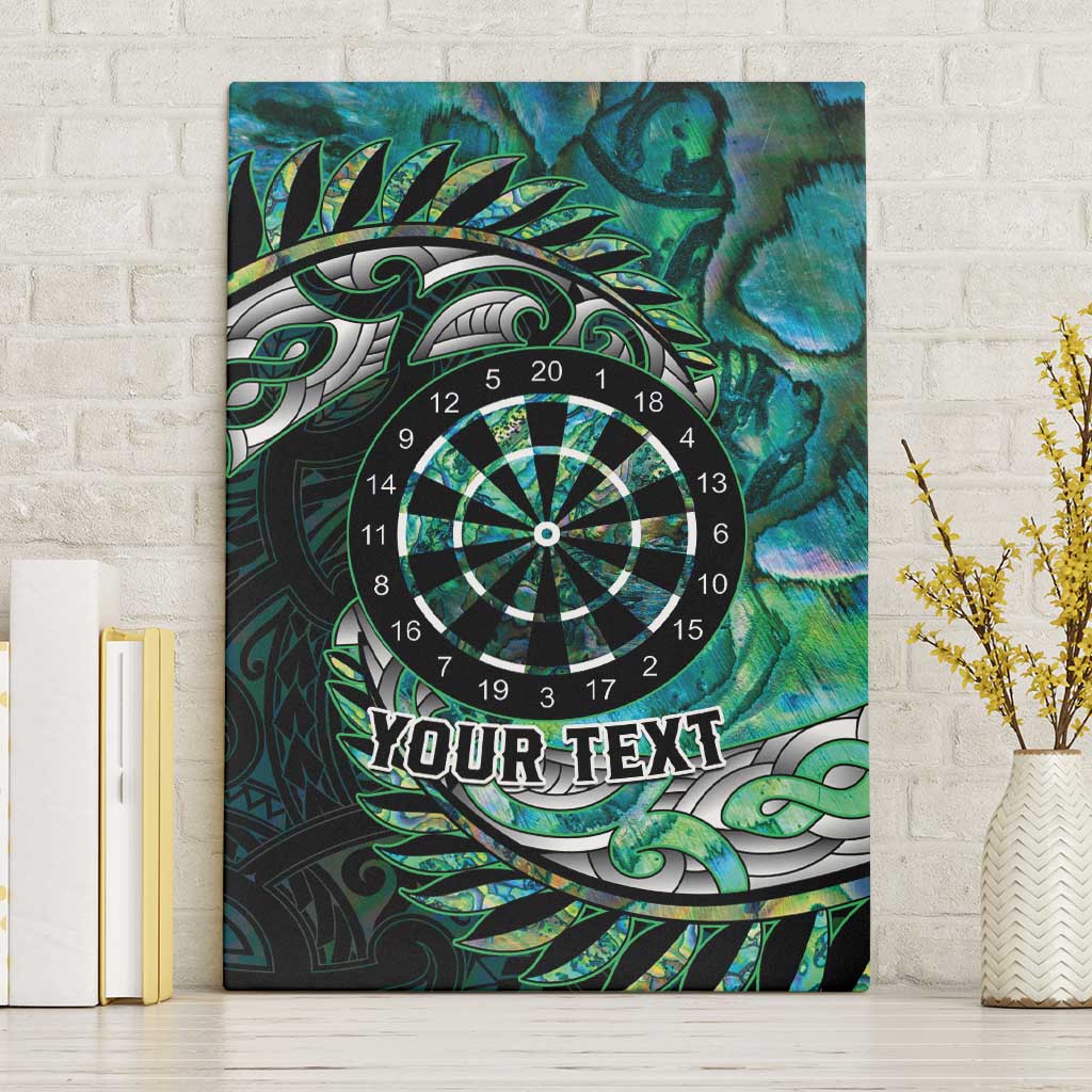 New Zealand Darts Personalised Canvas Wall Art Aotearoa Silver Fern Green Papua Shell Spirit LT9 Without Frame Green - Polynesian Pride
