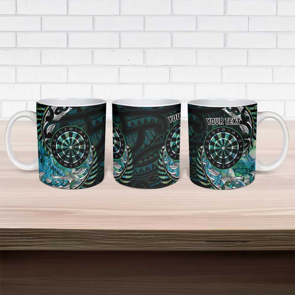 New Zealand Darts Personalised Ceramic Mug Aotearoa Silver Fern Green Papua Shell Spirit - Polynesian Pride